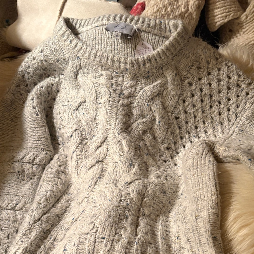 J.O.A. Cream Cable Knit Sweater